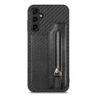 For Samsung Galaxy A14 5G Carbon Fiber Horizontal Flip Zipper Wallet Phone Case(Black) - 1