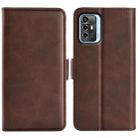 For ZTE Blade A72 5G Dual-side Magnetic Buckle Horizontal Flip Leather Phone Case(Brown) - 1