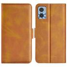 For Motorola Moto E22 / E22i Dual-side Magnetic Buckle Horizontal Flip Leather Phone Case(Yellow) - 1