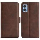 For Motorola Moto E22 / E22i Dual-side Magnetic Buckle Horizontal Flip Leather Phone Case(Brown) - 1