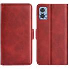 For Motorola Moto E22 / E22i Dual-side Magnetic Buckle Horizontal Flip Leather Phone Case(Red) - 1