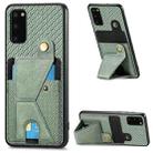 For Samsung Galaxy S20+ Carbon Fiber Wallet Flip Card K-shaped Holder Phone Case(Green) - 1