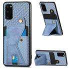 For Samsung Galaxy S20 Carbon Fiber Wallet Flip Card K-shaped Holder Phone Case(Blue) - 1