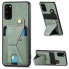 For Samsung Galaxy S20 Carbon Fiber Wallet Flip Card K-shaped Holder Phone Case(Green) - 1