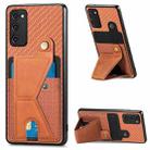 For Samsung Galaxy S20 FE Carbon Fiber Wallet Flip Card K-shaped Holder Phone Case(Brown) - 1