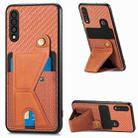 For Samsung Galaxy A50 Carbon Fiber Wallet Flip Card K-shaped Holder Phone Case(Brown) - 1
