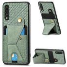 For Samsung Galaxy A50 Carbon Fiber Wallet Flip Card K-shaped Holder Phone Case(Green) - 1