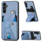 For Samsung Galaxy A14 5G Carbon Fiber Wallet Flip Card K-shaped Holder Phone Case(Blue) - 1