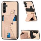 For Samsung Galaxy A14 5G Carbon Fiber Wallet Flip Card K-shaped Holder Phone Case(Khaki) - 1
