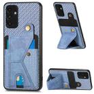 For Samsung Galaxy A13  5G Carbon Fiber Wallet Flip Card K-shaped Holder Phone Case(Blue) - 1
