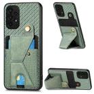 For Samsung Galaxy A13 4G Carbon Fiber Wallet Flip Card K-shaped Holder Phone Case(Green) - 1