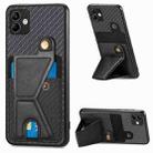For Samsung Galaxy A04 4G Carbon Fiber Wallet Flip Card K-shaped Holder Phone Case(Black) - 1