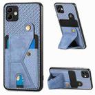 For Samsung Galaxy A04 4G Carbon Fiber Wallet Flip Card K-shaped Holder Phone Case(Blue) - 1