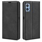 For Motorola Moto E22 / E22i Retro-skin  Magnetic Suction Leather Phone Case(Black) - 1