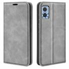 For Motorola Moto E22 / E22i Retro-skin  Magnetic Suction Leather Phone Case(Grey) - 1