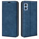 For Motorola Moto E22 / E22i Retro-skin  Magnetic Suction Leather Phone Case(Dark Blue) - 1