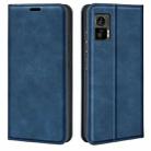 For Motorola Edge 30 Lite Retro-skin Magnetic Suction Leather Phone Case(Dark Blue) - 1