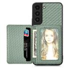 For Samsung Galaxy S22 5G Carbon Fiber Magnetic Card Wallet Bag Phone Case(Green) - 1