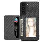 For Samsung Galaxy S22+ 5G Carbon Fiber Magnetic Card Wallet Bag Phone Case(Black) - 1
