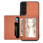 For Samsung Galaxy S22+ 5G Carbon Fiber Magnetic Card Wallet Bag Phone Case(Brown) - 1