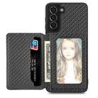 For Samsung Galaxy S21 5G Carbon Fiber Magnetic Card Wallet Bag Phone Case(Black) - 1