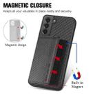 For Samsung Galaxy S21 5G Carbon Fiber Magnetic Card Wallet Bag Phone Case(Black) - 3