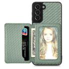 For Samsung Galaxy S21 5G Carbon Fiber Magnetic Card Wallet Bag Phone Case(Green) - 1
