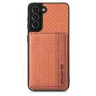 For Samsung Galaxy S21+ 5G Carbon Fiber Magnetic Card Wallet Bag Phone Case(Brown) - 2