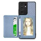 For Samsung Galaxy S21 Ultra 5G Carbon Fiber Magnetic Card Wallet Bag Phone Case(Blue) - 1