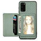 For Samsung Galaxy S20 Carbon Fiber Magnetic Card Wallet Bag Phone Case(Green) - 1