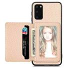 For Samsung Galaxy S20 Carbon Fiber Magnetic Card Wallet Bag Phone Case(Khaki) - 1