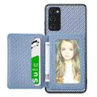 For Samsung Galaxy S20 FE Carbon Fiber Magnetic Card Wallet Bag Phone Case(Blue) - 1