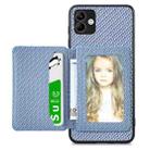 For Samsung Galaxy A04 4G Carbon Fiber Magnetic Card Wallet Bag Phone Case(Blue) - 1