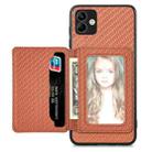 For Samsung Galaxy A04 4G Carbon Fiber Magnetic Card Wallet Bag Phone Case(Brown) - 1