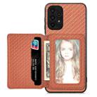 For Samsung Galaxy A13 4G Carbon Fiber Magnetic Card Wallet Bag Phone Case(Brown) - 1