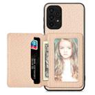 For Samsung Galaxy A13 4G Carbon Fiber Magnetic Card Wallet Bag Phone Case(Khaki) - 1