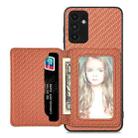 For Samsung Galaxy A13 5G Carbon Fiber Magnetic Card Wallet Bag Phone Case(Brown) - 1
