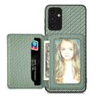 For Samsung Galaxy A13 5G Carbon Fiber Magnetic Card Wallet Bag Phone Case(Green) - 1