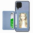 For Samsung Galaxy A22 4G Carbon Fiber Magnetic Card Wallet Bag Phone Case(Blue) - 1
