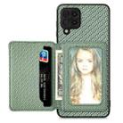 For Samsung Galaxy A22 4G Carbon Fiber Magnetic Card Wallet Bag Phone Case(Green) - 1