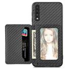 For Samsung Galaxy A50 Carbon Fiber Magnetic Card Wallet Bag Phone Case(Black) - 1