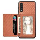 For Samsung Galaxy A50 Carbon Fiber Magnetic Card Wallet Bag Phone Case(Brown) - 1