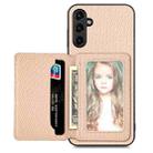 For Samsung Galaxy A54 5G Carbon Fiber Magnetic Card Wallet Bag Phone Case(Khaki) - 1