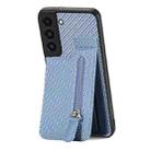 For Samsung Galaxy S22+ 5G Carbon Fiber Vertical Flip Zipper Wallet Phone Case(Blue) - 1
