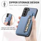 For Samsung Galaxy S21 5G Carbon Fiber Vertical Flip Zipper Wallet Phone Case(Brown) - 7