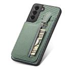 For Samsung Galaxy S21+ 5G Carbon Fiber Vertical Flip Zipper Wallet Phone Case(Green) - 4