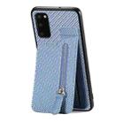 For Samsung Galaxy S20 Carbon Fiber Vertical Flip Zipper Wallet Phone Case(Blue) - 1