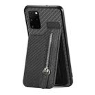 For Samsung Galaxy S20+ Carbon Fiber Vertical Flip Zipper Wallet Phone Case(Black) - 1