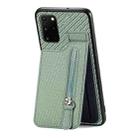 For Samsung Galaxy S20+ Carbon Fiber Vertical Flip Zipper Wallet Phone Case(Green) - 1