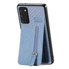 For Samsung Galaxy S20 Ultra Carbon Fiber Vertical Flip Zipper Wallet Phone Case(Blue) - 1